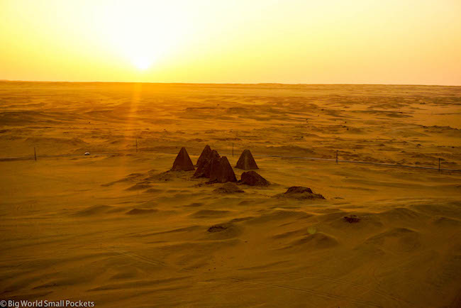 Sudan, Karima, Pyramids at Sunset