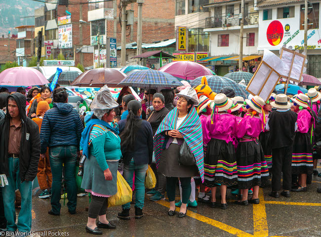 Peru, Huaraz, Women with Umbrellas