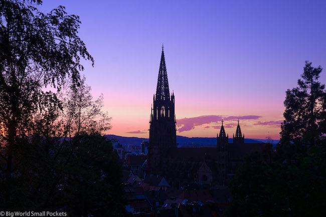 Germany, Freiburg, Cathedral Sunsetk Forest Views