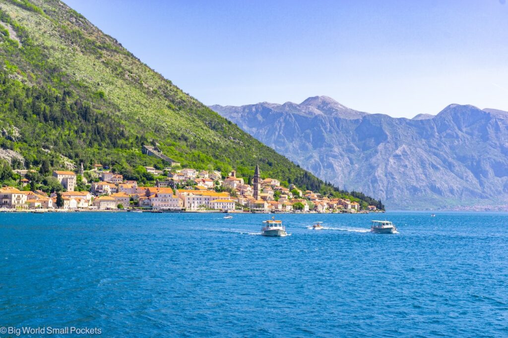 Montenegro, Kotor, Perast from Water with Boats